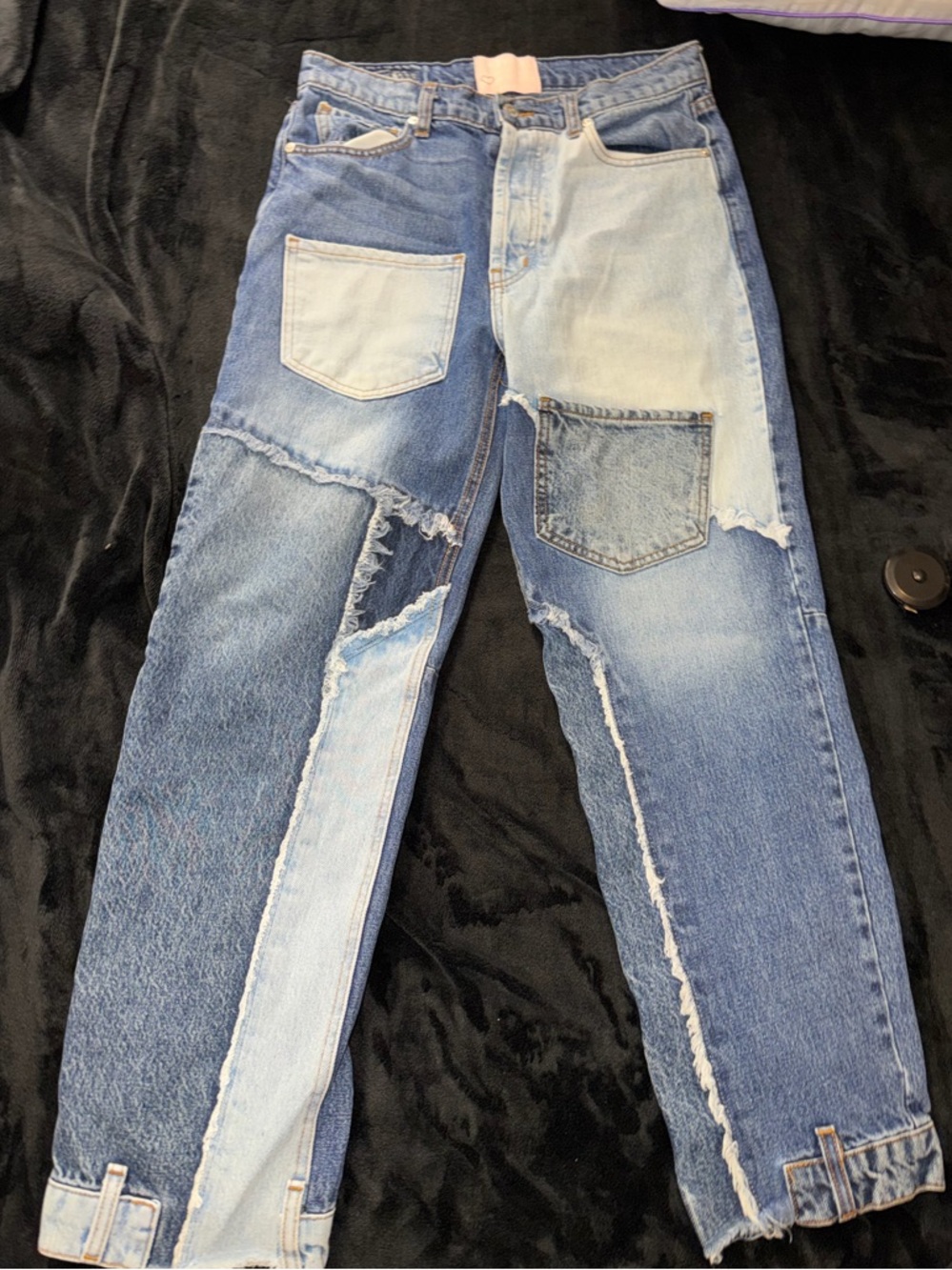 REVICE Two-Tone Patchwork Blue Jeans